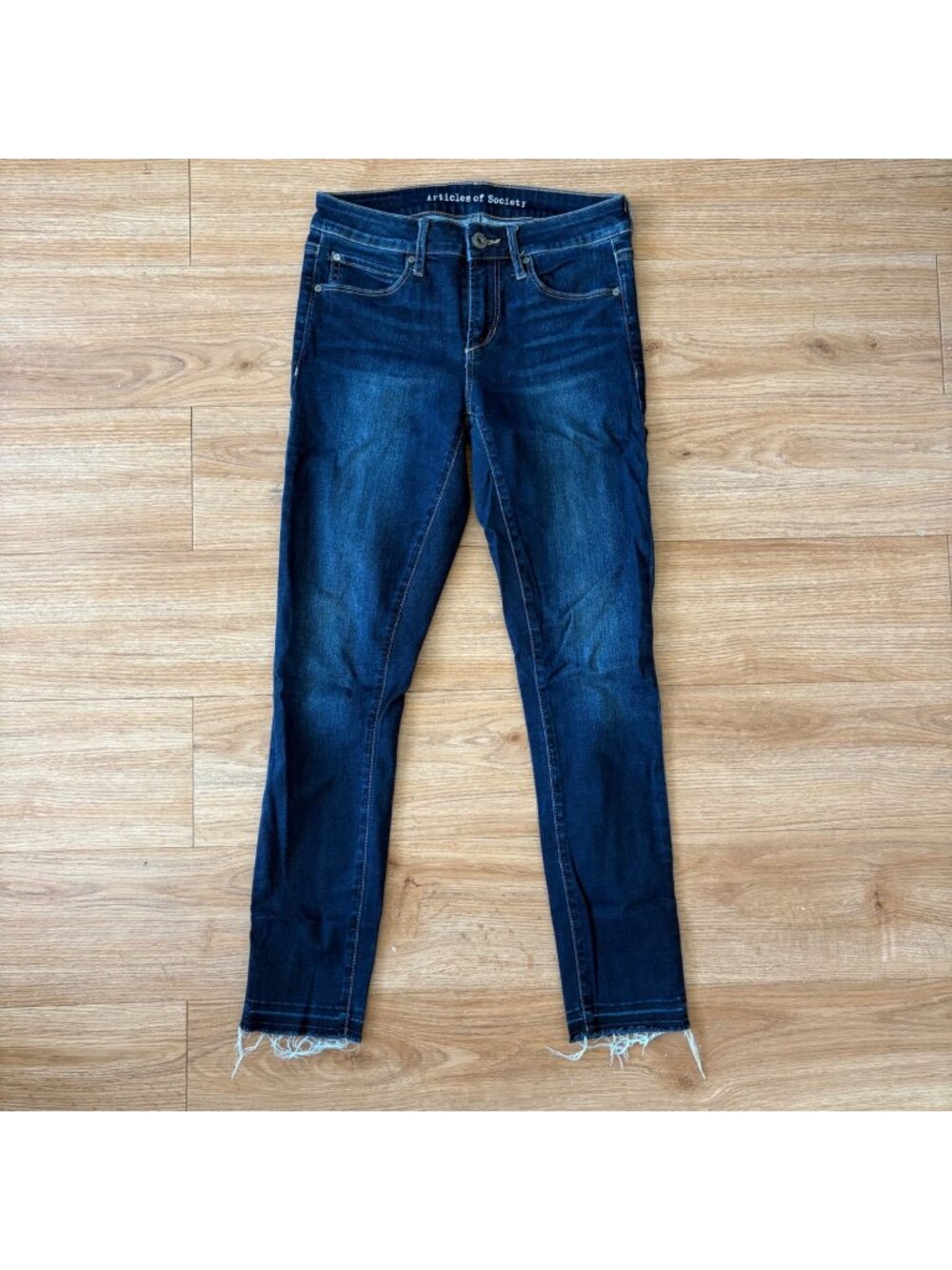 Articles Of Society Mid Rise Denim Ankle Fray Skinny Jeans Blue Women’s Size 26